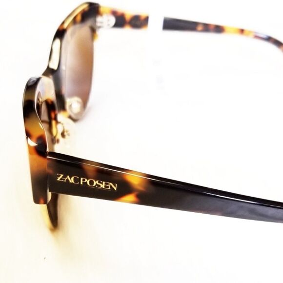 Zac Posen Kouka tortoise shell gold rim sunglasses with hard case brown lenses - Picture 6 of 16